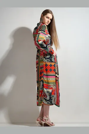VERO MODA Women Ethnic Motifs Printed Shirt Midi Dress With Belt