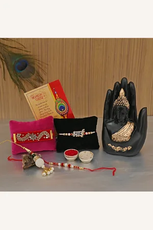 CraftVatika Set Of 4 Multicoloured Rakhi Gift Set