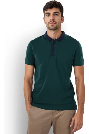 Celio Men Solid Polo Collar Cotton T-Shirt
