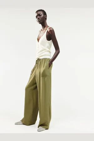 H&M Women Viscose Mid-Rise Loose Fit Drawstring Trousers