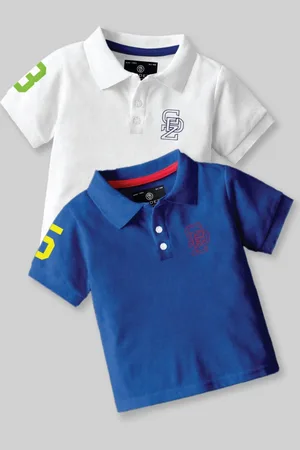 BAESD Boys Pack Of 2 Graphic Printed Polo Collar Cotton T-Shirt