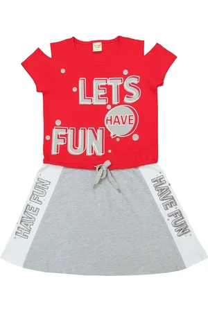 Clothe Funn Girls Printed Cold-Shoulder Sleeves Cotton A-Line Dress