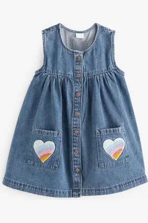 Next Infant Girls Pure Cotton Denim Empire Dress