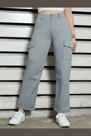 High Star Women Mom Fit High-Rise cargo Trousers