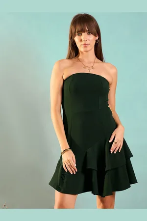 Rare Fashion Women Solid Off Shoulder Flared Above Knee Fit & Flare Dress