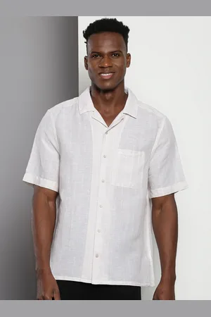 Calvin Klein Spread Collar Short Sleeves Striped Regular Fit Casual Shirt