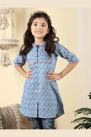 Sangria Girls Floral Printed Pure Cotton Straight Kurtis