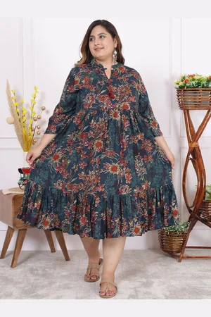Kalini Plus Size Floral Print A-Line Midi Dress