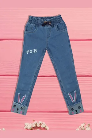 A-Okay Boys Slim Fit High-Rise Low Distress Embroidered Jeans