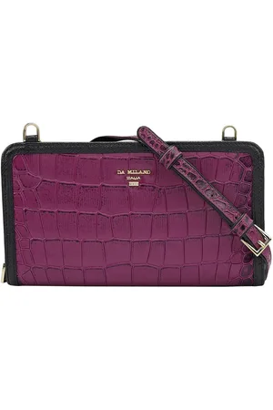 Da Milano Women Abstract Textured Leather Zip Around Wallet