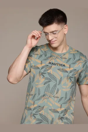 Nautica Men Tropical Printed Pure Cotton T-shirt