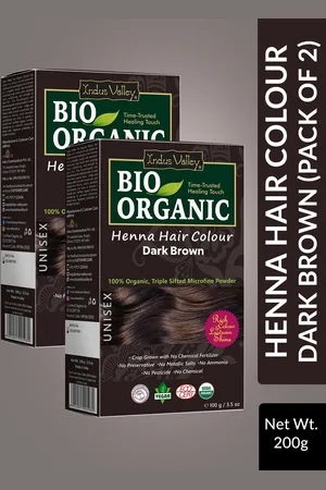 Indus Valley Pack of 2 Bio Organic Dark Brown Henna Hair Color - 100 g each
