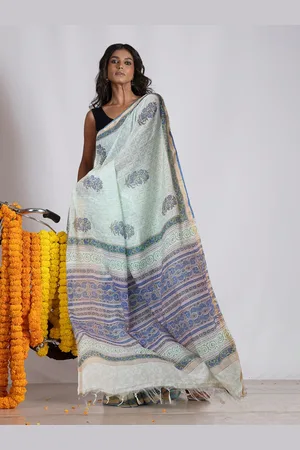 Unnati Silks Ethnic Motifs Printed Zari Pure Silk Handloom Chanderi Saree