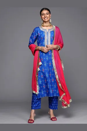 Varanga Bandhani Printed Gotta Patti Straight Kurta with Trousers & Dupatta