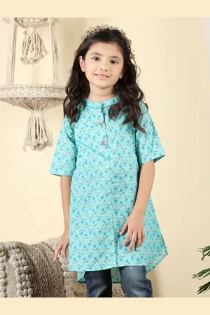 Sangria Girls Floral Printed Pure Cotton Straight Kurtis