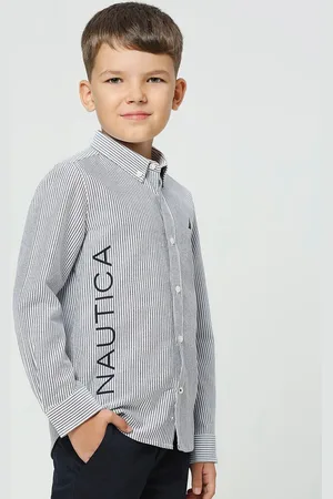 Nautica Boys Premium Vertical Stripes Cotton Casual Shirt