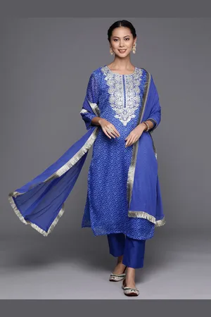 Varanga Bandhani Printed Gotta Patti & Zari Embroidered Kurta & Trousers With Dupatta
