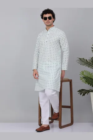 Kraft Ethnic Motifs Printed Mandarin Collar Straight Kurta with Pyjamas