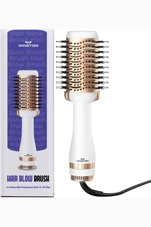 Winston Women 2-in-1 Hair Styling Blow Brush and Hot Air Brush for Volume & Shine - White