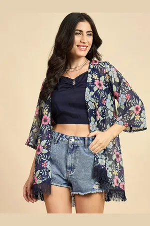Azira Floral Printed Georgette Front Open Shrug