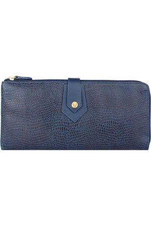 Hidesign Women Navy Blue Textured Zip Around Wallet