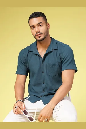 Rigo Men Cotton Textured Premium Slim Fit Opaque Casual Shirt