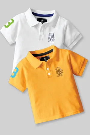 BAESD Boys Pack Of 2 Graphic Printed Polo Collar Cotton T-Shirt