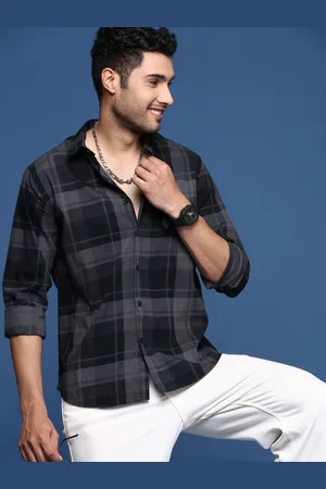 SHOWOFF Men Standard Slim Fit Tartan Checks Opaque Checked Casual Shirt