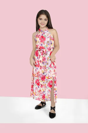 naughty ninos Girls Floral Print A-Line Maxi Dress