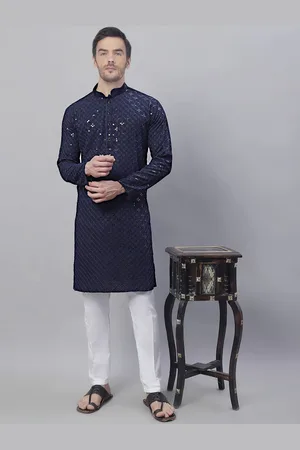 SG LEMAN Floral Embroidered Mandarin Collar Straight Kurta with Pyjamas