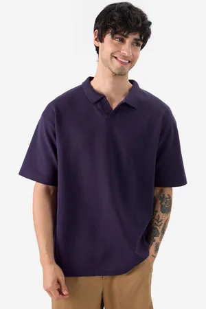 The Souled Store Men Polo Collar Solid Oversized T-shirt