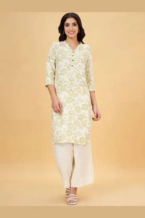 Pantaloons Floral Printed Mandarin Collar Straight Kurta