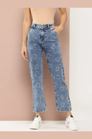 HARVARD Women Straight Fit Printed Stretchable Jeans