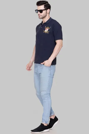 Flossberry Stylish Men Embroidered Polo Collar T-shirt