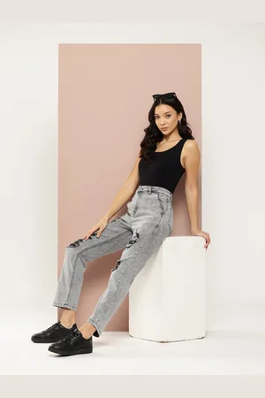 HARVARD Women Straight Fit Low Distress Stretchable Jeans