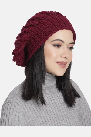 Magic Needles Women Maroon Self Design Beanie