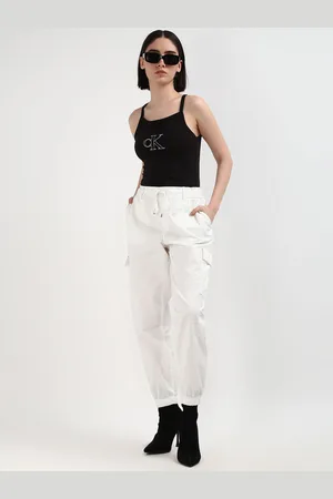 Calvin Klein Typography Printed Shoulder Straps Fitted Top
