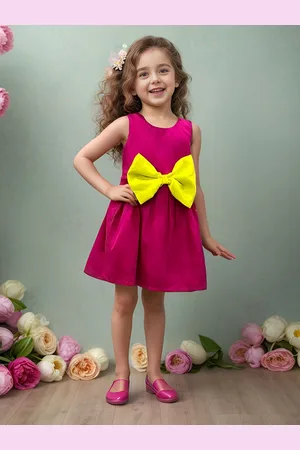 A.T.U.N. Girls Solid Above Knee Sleeveless Bow Detail A-Line Dress