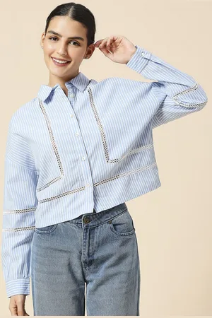 Chemistry Women Opaque Striped Cotton Casual Shirt
