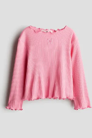 H&M Girls Overlock-Detail Cotton Top