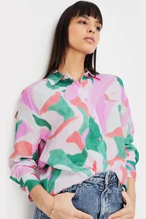 Max Collection Women Abstract Printed Spread Collar Casual Shirt