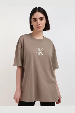 Calvin Klein Women Printed Round Neck Cotton Oversized T-Shirt