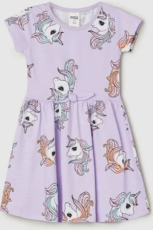 Max Collection Girls Cotton Printed Fit & Flare Dress