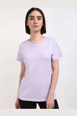 Calvin Klein Women Pack Of 2 Printed Round Neck Cotton Slim Fit T-Shirt