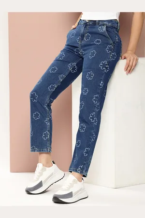 HARVARD Women Straight Fit Light Fade Printed Stretchable Jeans