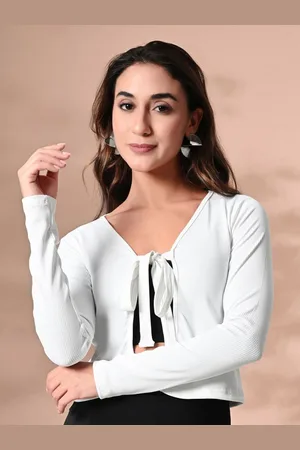 IUGA Women Tie-Up Neck Fitted Crop Top