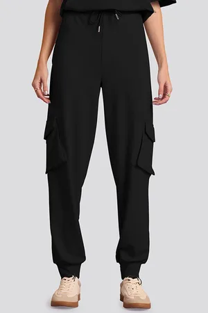 Muvazo Women Regular Fit Comfort Wrinkle Free Cargos Trousers