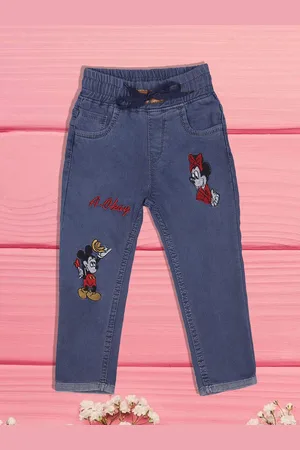 A-Okay Unisex Kids Jogger High-Rise Slash Knee Embroidered Stretchable Jeans
