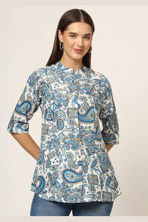 Divena World Women Print Mandarin Collar Top