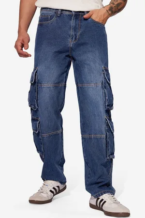 The Souled Store Men Relaxed Fit Light Fade Stretchable Cargo Jeans